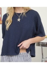 Ribbed S/S Back Star Patch Knit