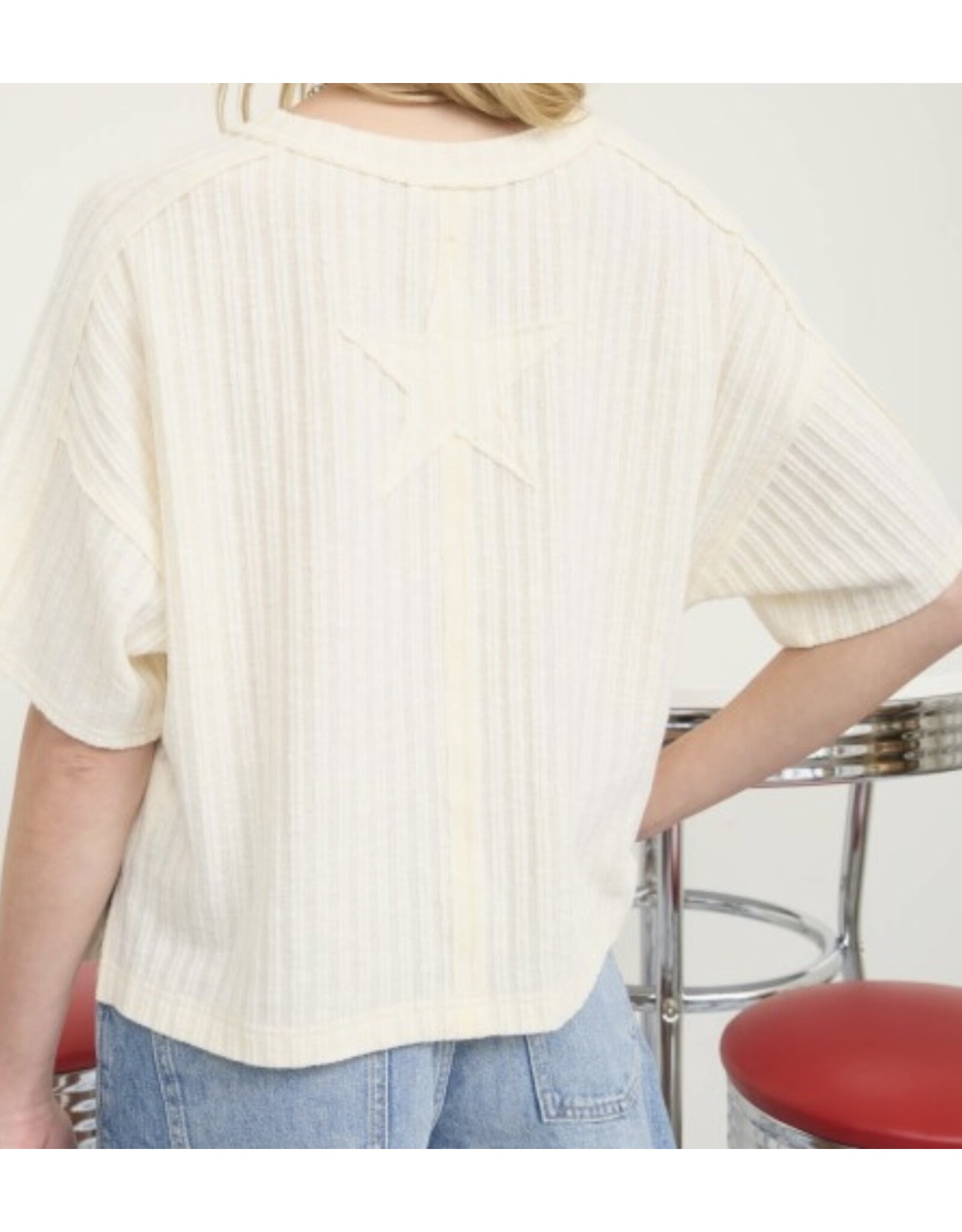 Ribbed S/S Back Star Patch Knit