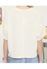 Ribbed S/S Back Star Patch Knit