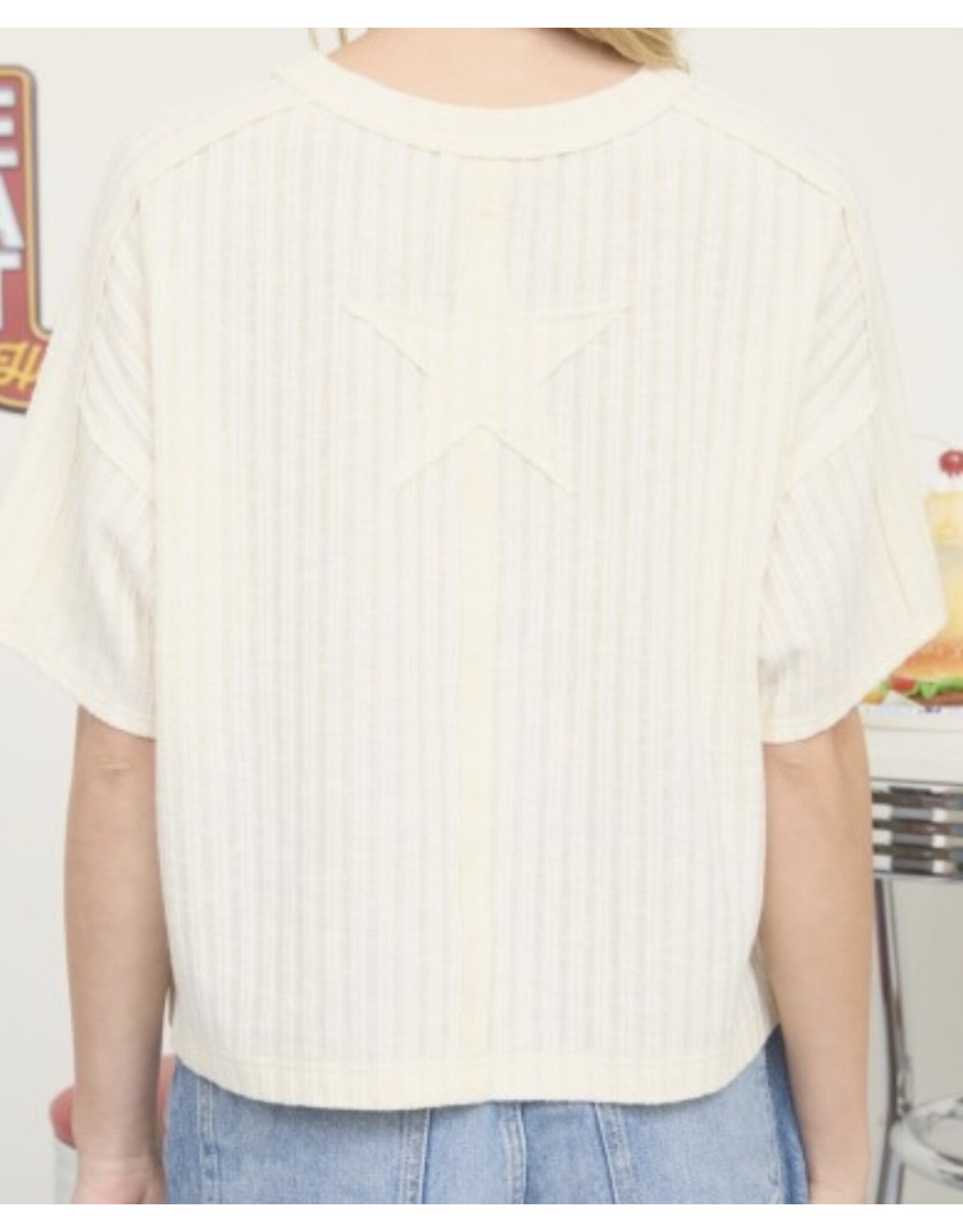 Ribbed S/S Back Star Patch Knit