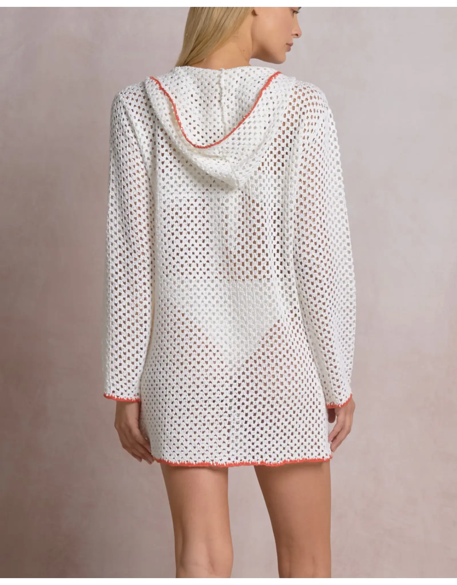 Elan Elan Crochet Hoodie Dress Cover Up