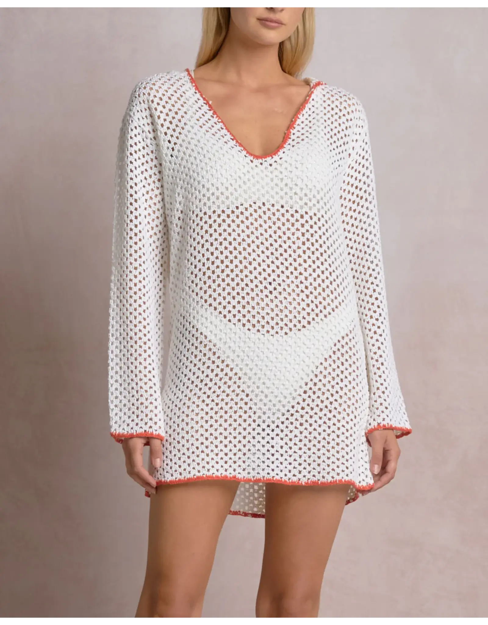 Elan Elan Crochet Hoodie Dress Cover Up