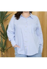 Plus Stripe Long Slv Collared Shirt