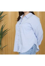 Plus Stripe Long Slv Collared Shirt