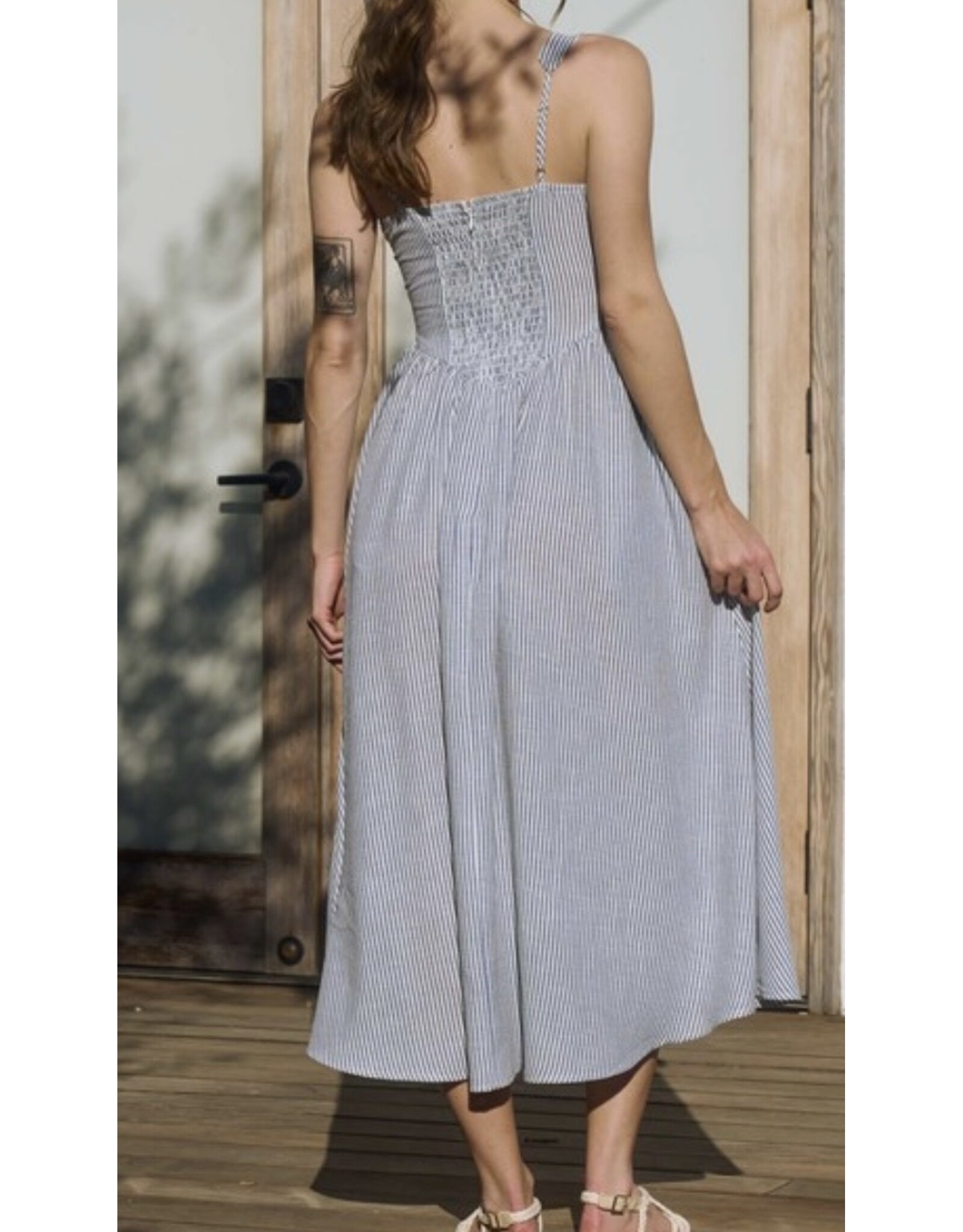 Navy Stripe Corset Detail Dress