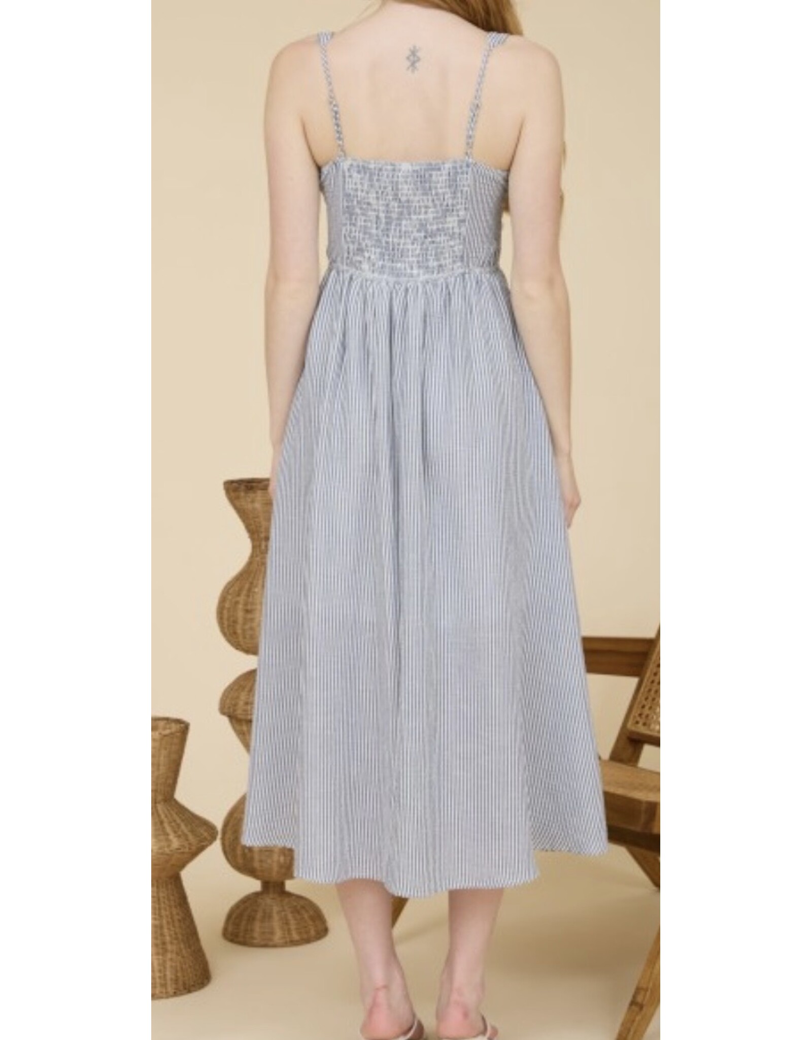 Navy Stripe Corset Detail Dress