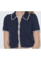 Navy w/ White Contrast Stitch Sweater