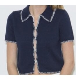 Navy w/ White Contrast Stitch Sweater