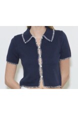 Navy w/ White Contrast Stitch Sweater