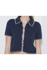 Navy w/ White Contrast Stitch Sweater