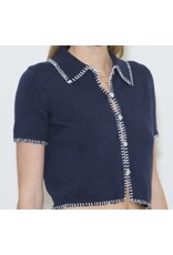 Navy w/ White Contrast Stitch Sweater