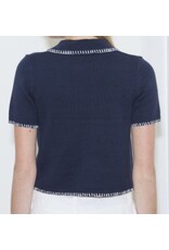Navy w/ White Contrast Stitch Sweater