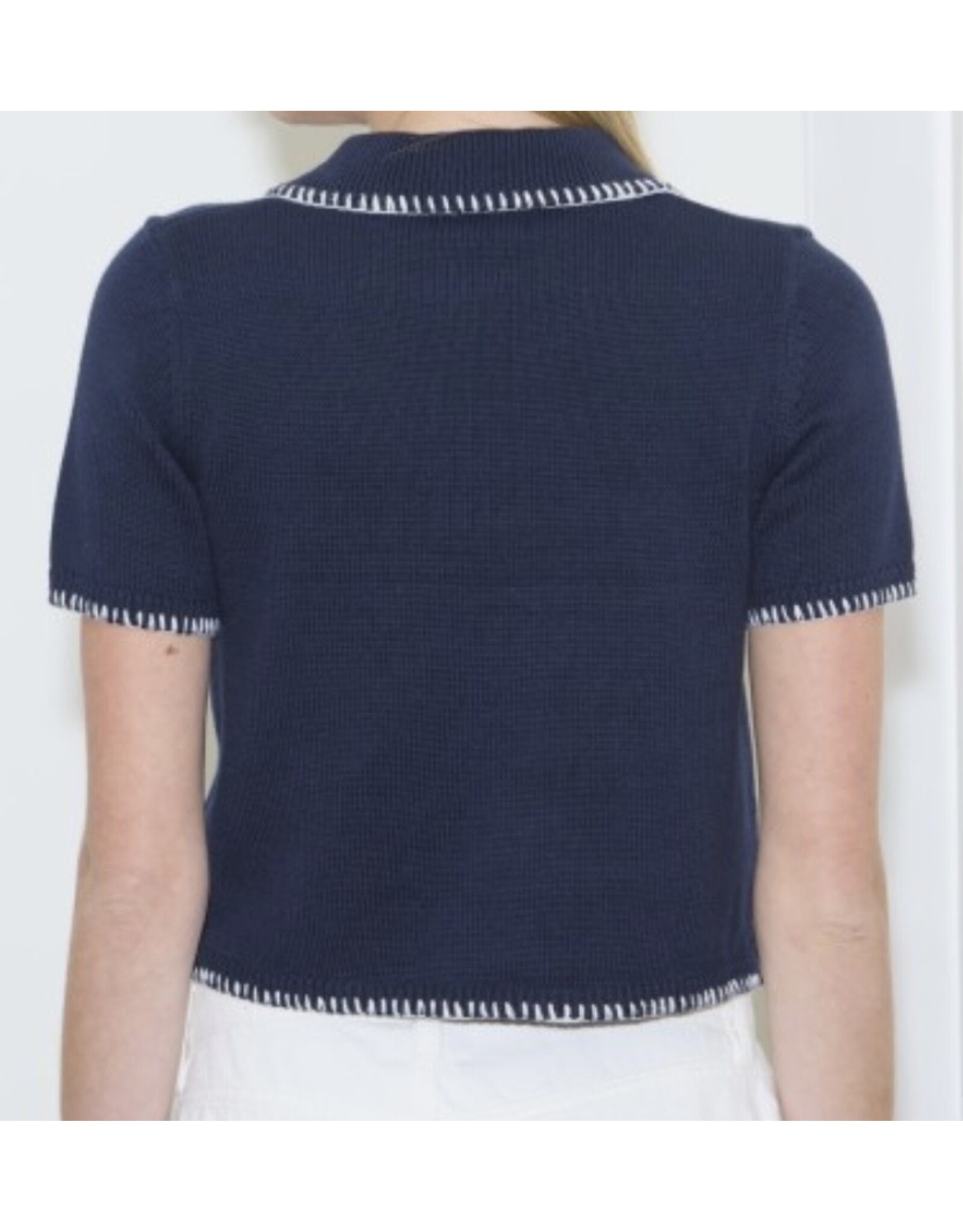 Navy w/ White Contrast Stitch Sweater