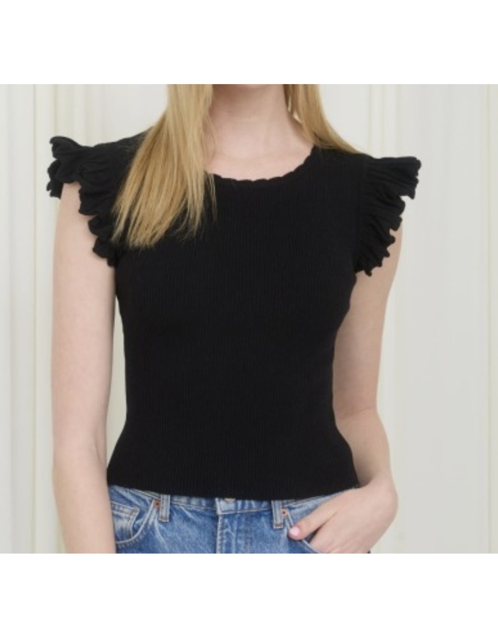 Ruffle Sleeve Knit Top