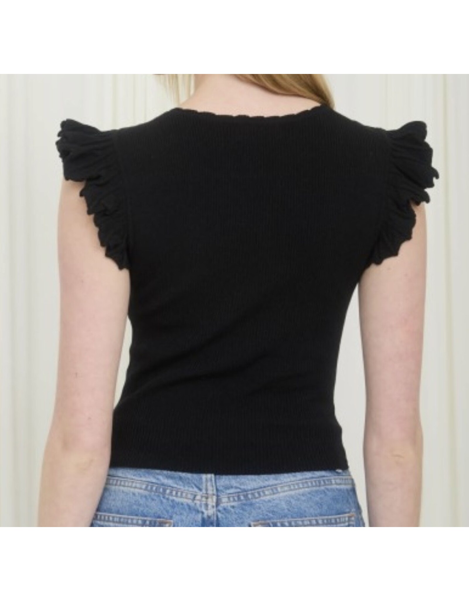 Ruffle Sleeve Knit Top