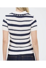 Navy Stripe w/ Scallop Trim Top