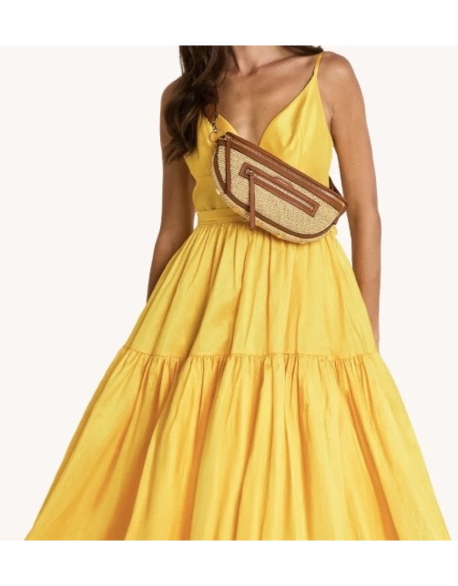 Hammitt Charles Crossbody Cocoa Raffia/Gold