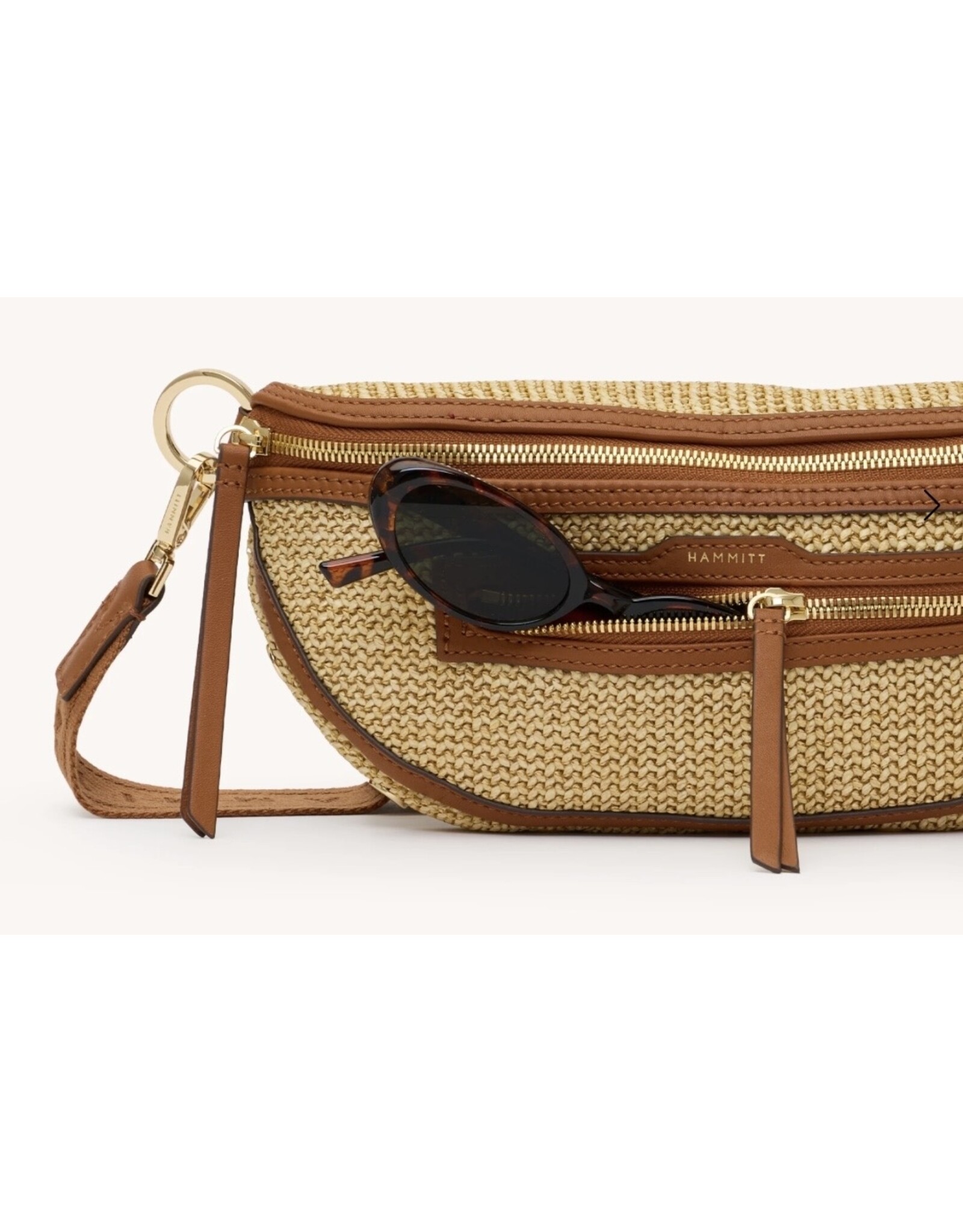 Hammitt Charles Crossbody Cocoa Raffia/Gold