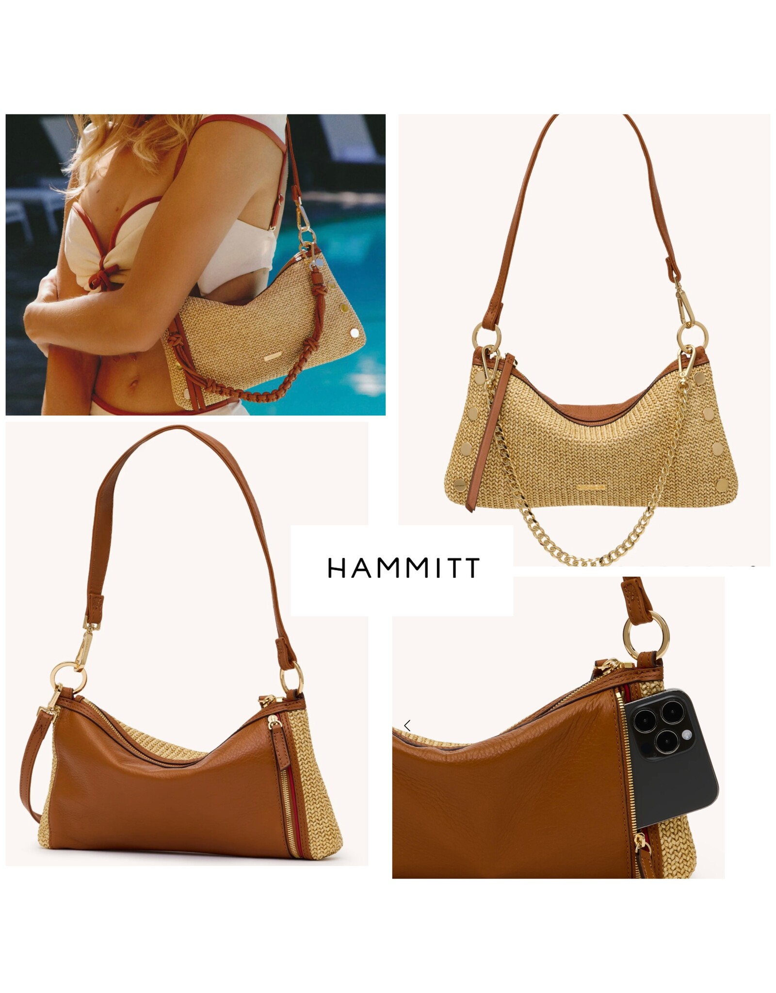 Hammitt Kyle Cocoa Raffia/Gold