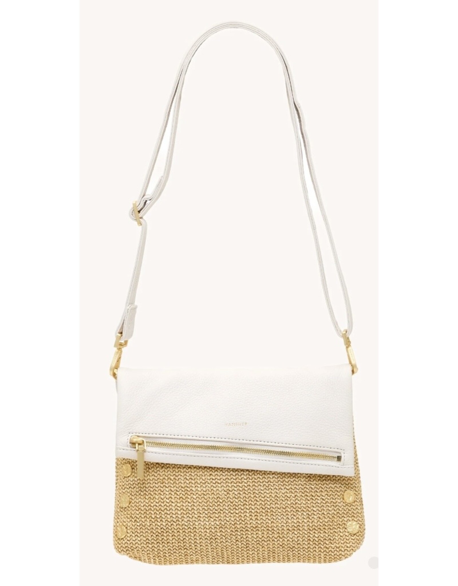 Hammitt VIP Calla Lily White Raffia/Brushed Gold Hammered