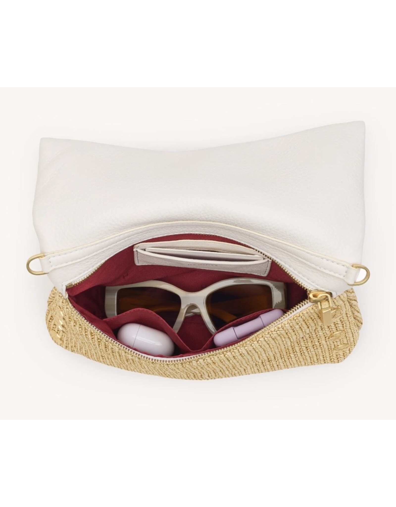 Hammitt VIP Calla Lily White Raffia/Brushed Gold Hammered