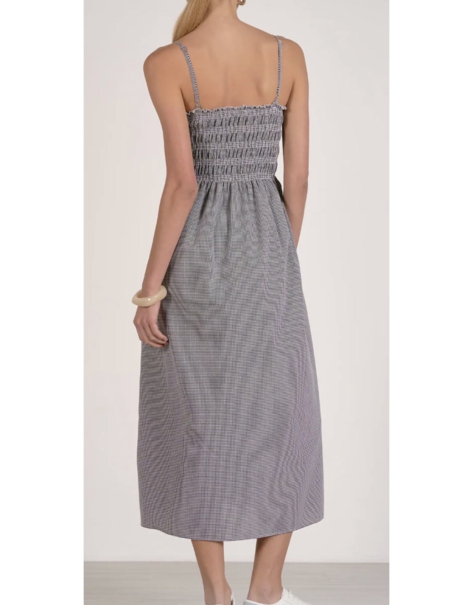 Elan Elan Jamie Midi Black Seersucker Dress