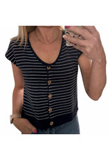 Stripe raw edge s/s cardigan