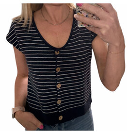 Stripe raw edge s/s cardigan