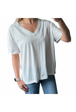 Relaxed washed s/s v neck knit