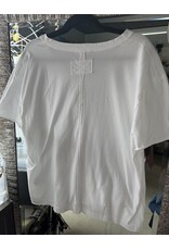 Relaxed washed s/s v neck knit