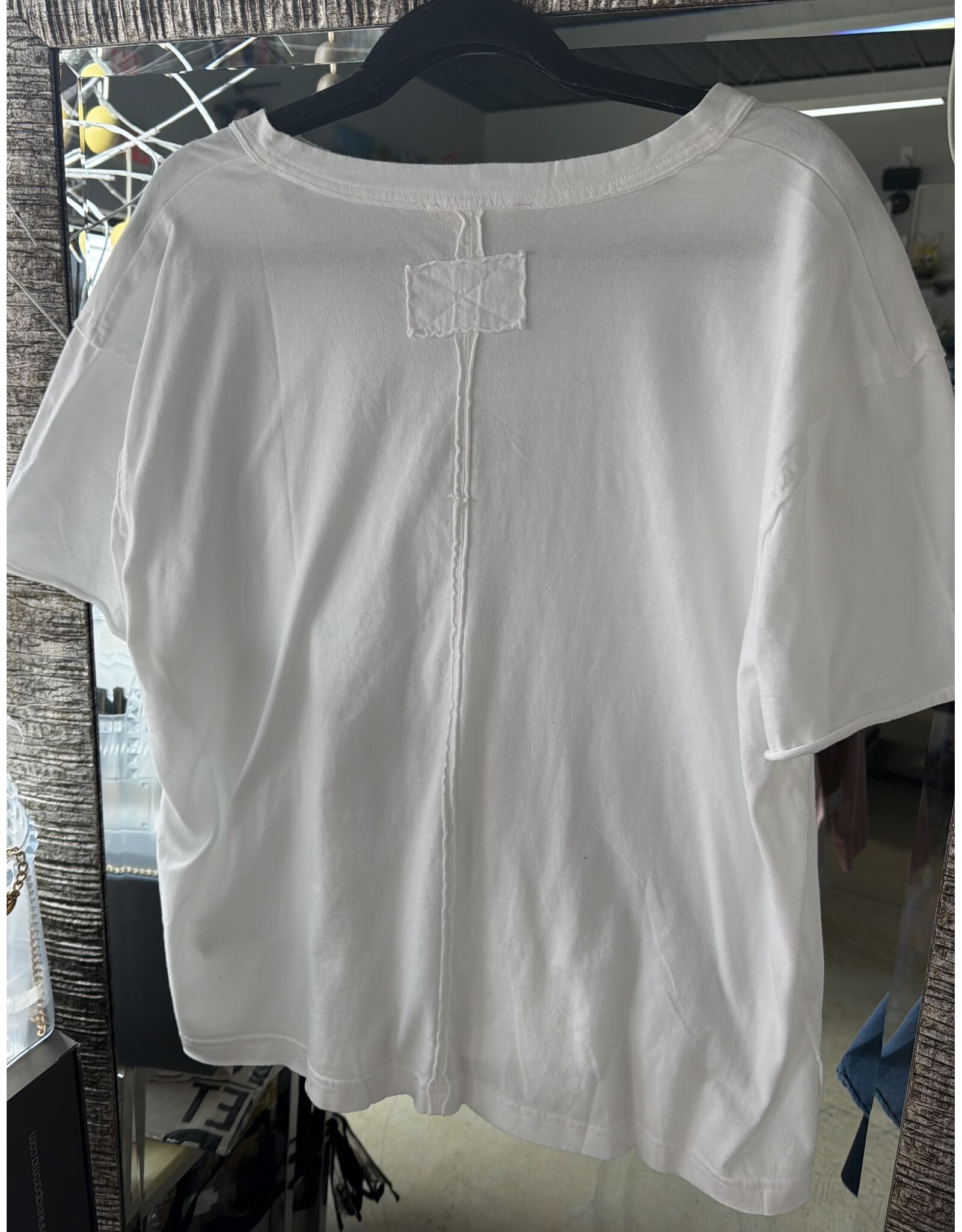 Relaxed washed s/s v neck knit