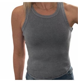 Washed raw edge knit tank
