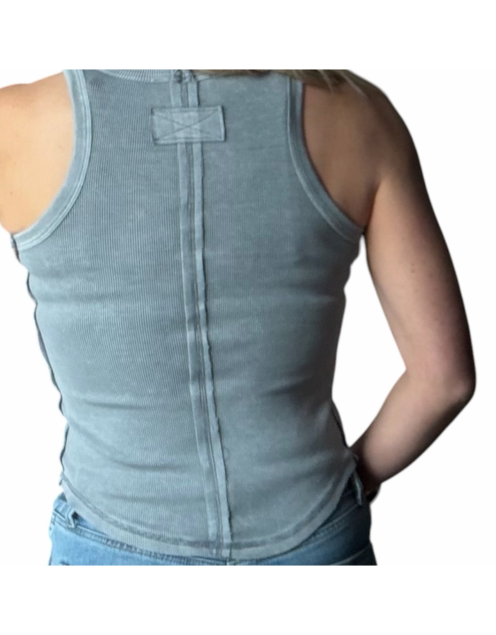 Washed raw edge knit tank