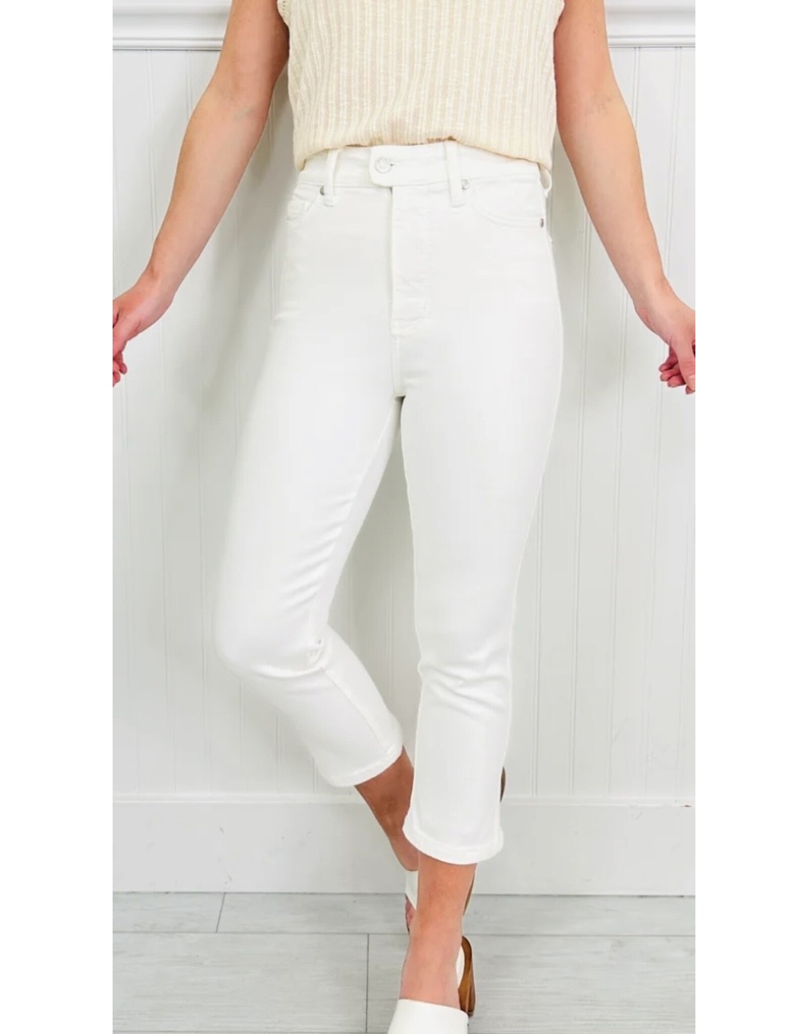 Judy Blue JB HW Tummy Control White Capri Jeans