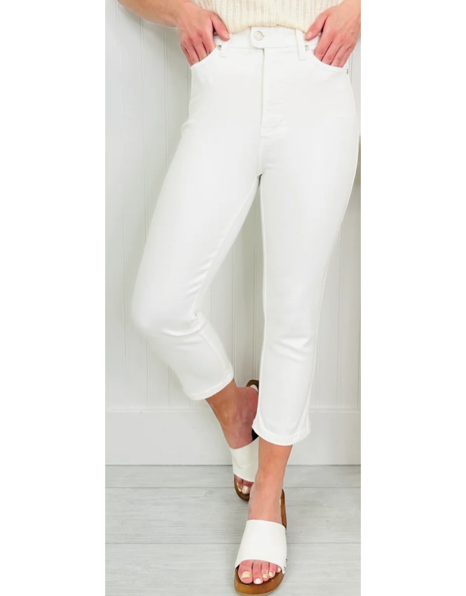 Judy Blue JB HW Tummy Control White Capri Jeans