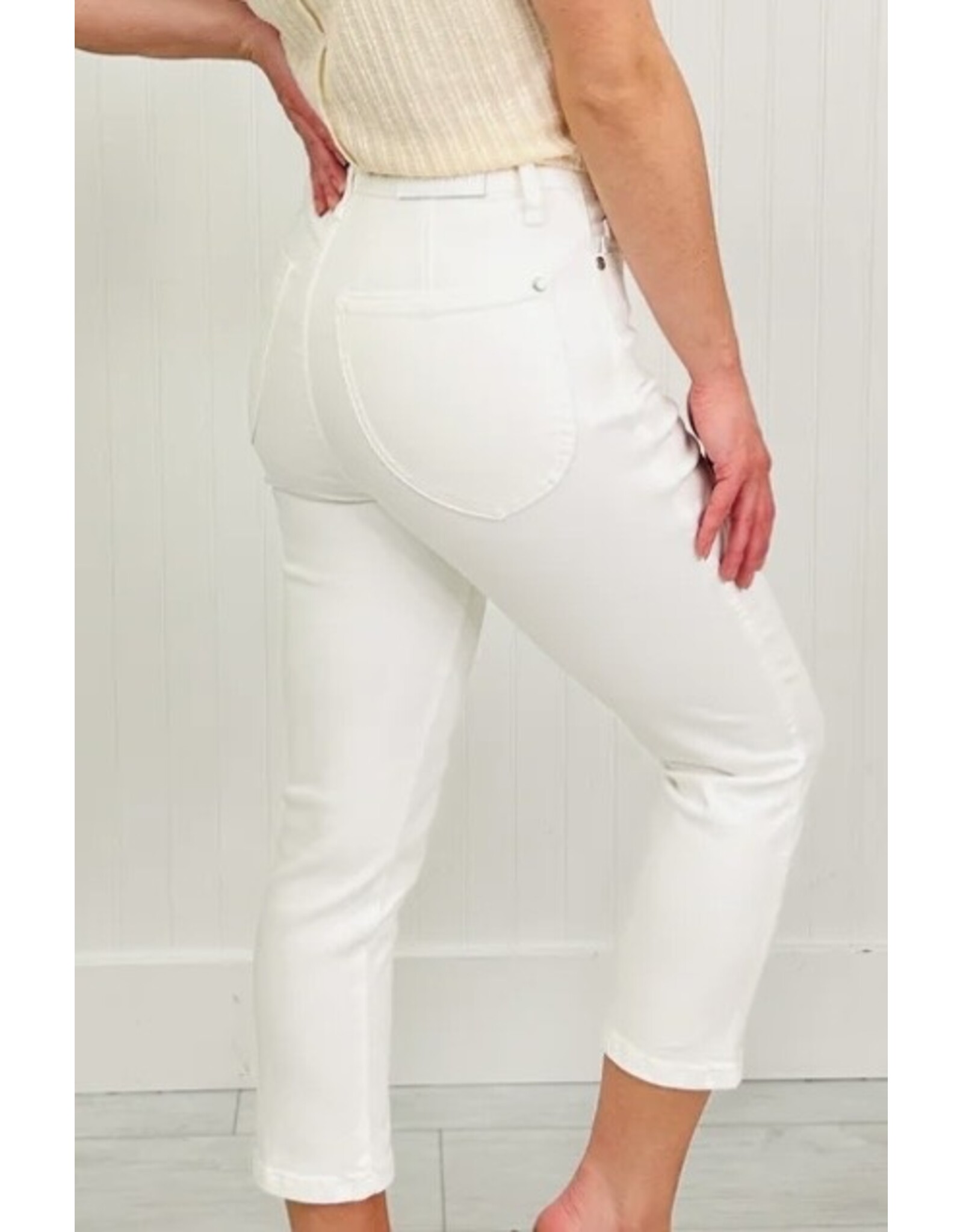 Judy Blue JB HW Tummy Control White Capri Jeans