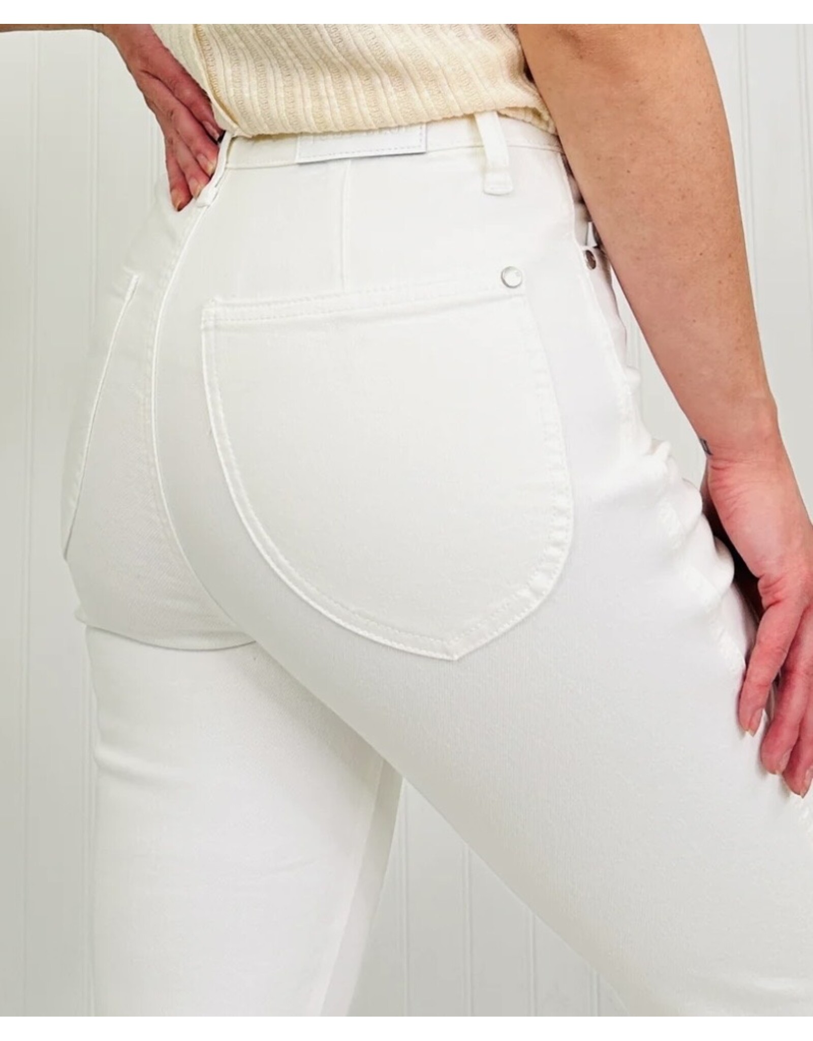 Judy Blue JB HW Tummy Control White Capri Jeans