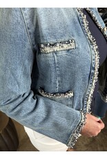 Tweed Trimmed Denim Jacket