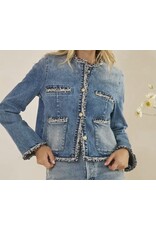 Tweed Trimmed Denim Jacket