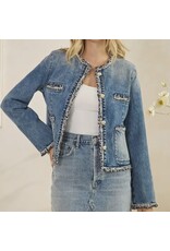 Tweed Trimmed Denim Jacket