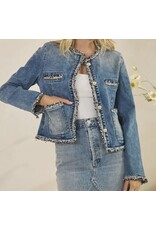 Tweed Trimmed Denim Jacket