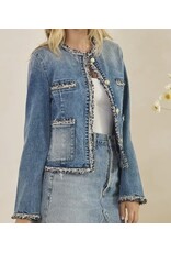 Tweed Trimmed Denim Jacket