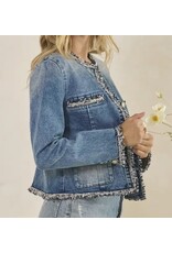 Tweed Trimmed Denim Jacket