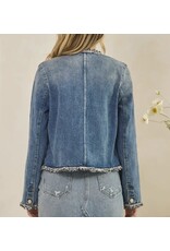 Tweed Trimmed Denim Jacket