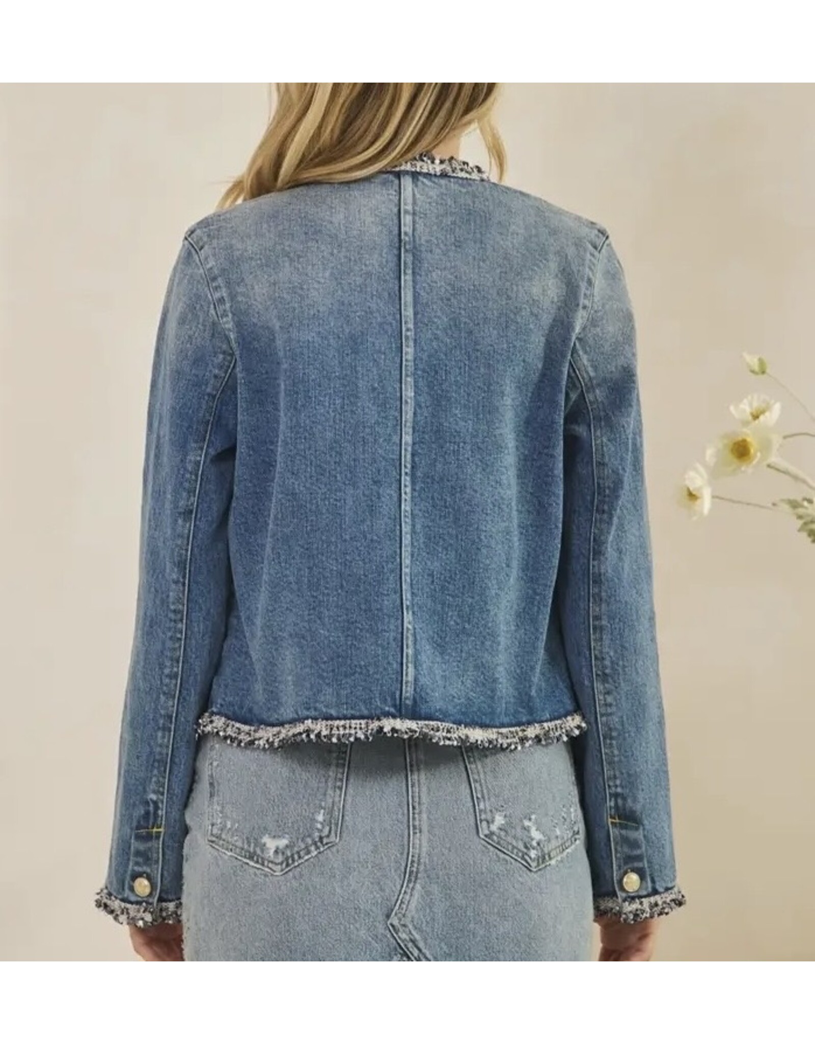 Tweed Trimmed Denim Jacket