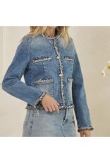 Tweed Trimmed Denim Jacket