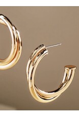 Ridged tube half hoop earrings