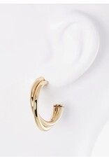 Ridged tube half hoop earrings