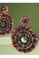 Seed Bead Round Open Disc Earrings