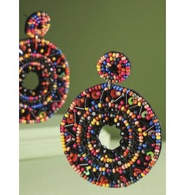 Seed Bead Round Open Disc Earrings